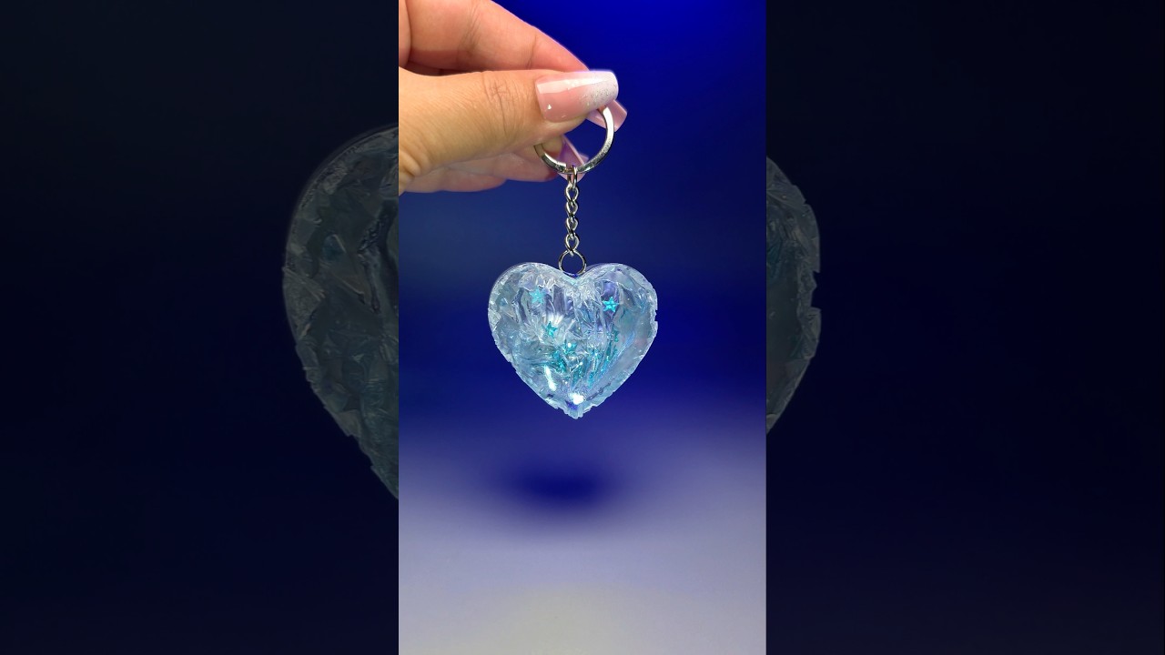 Crystal Ice Heart Resin Keychain | Handmade Resin Art