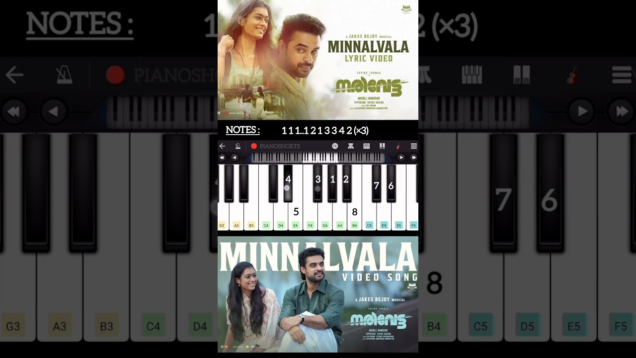 Minnalvala Easy Piano Tutorial | Narivetta | Malayalam Song | #minnalvalaSong